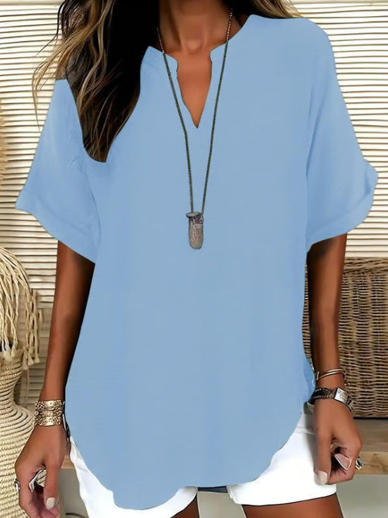 Women's V-Neck Short Sleeve 3D Print Shirt