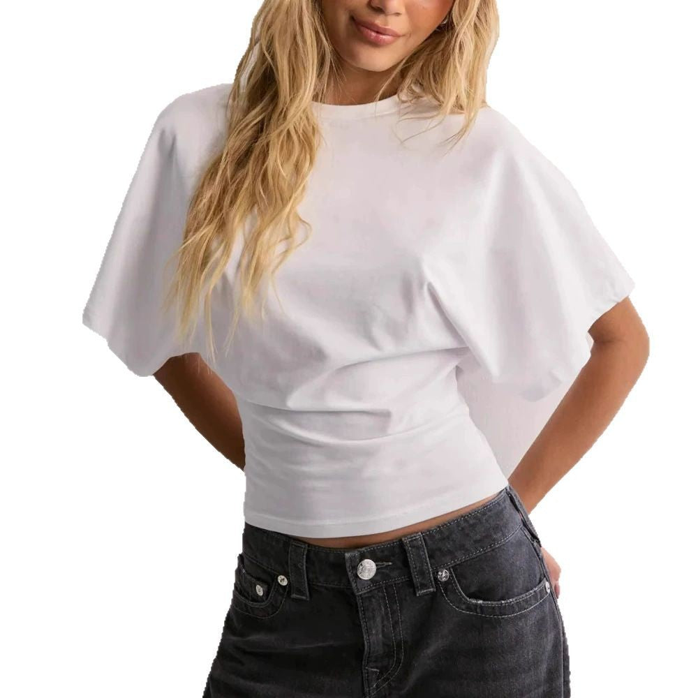 Women's Korean Bat Sleeve Round Neck T-Shirt