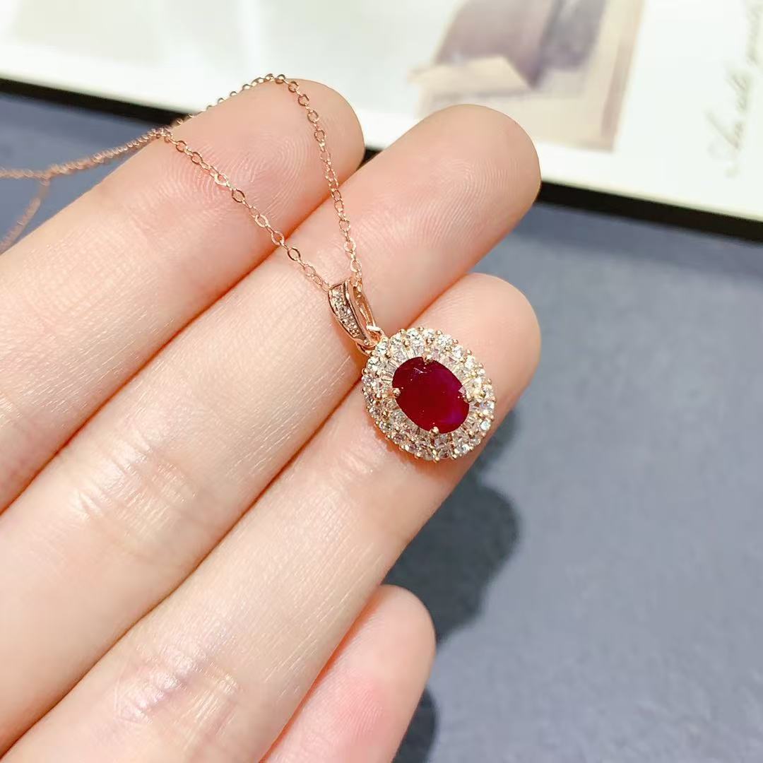 Natural Ruby Sterling Silver Pendant Necklace Jewelry - gallify.store