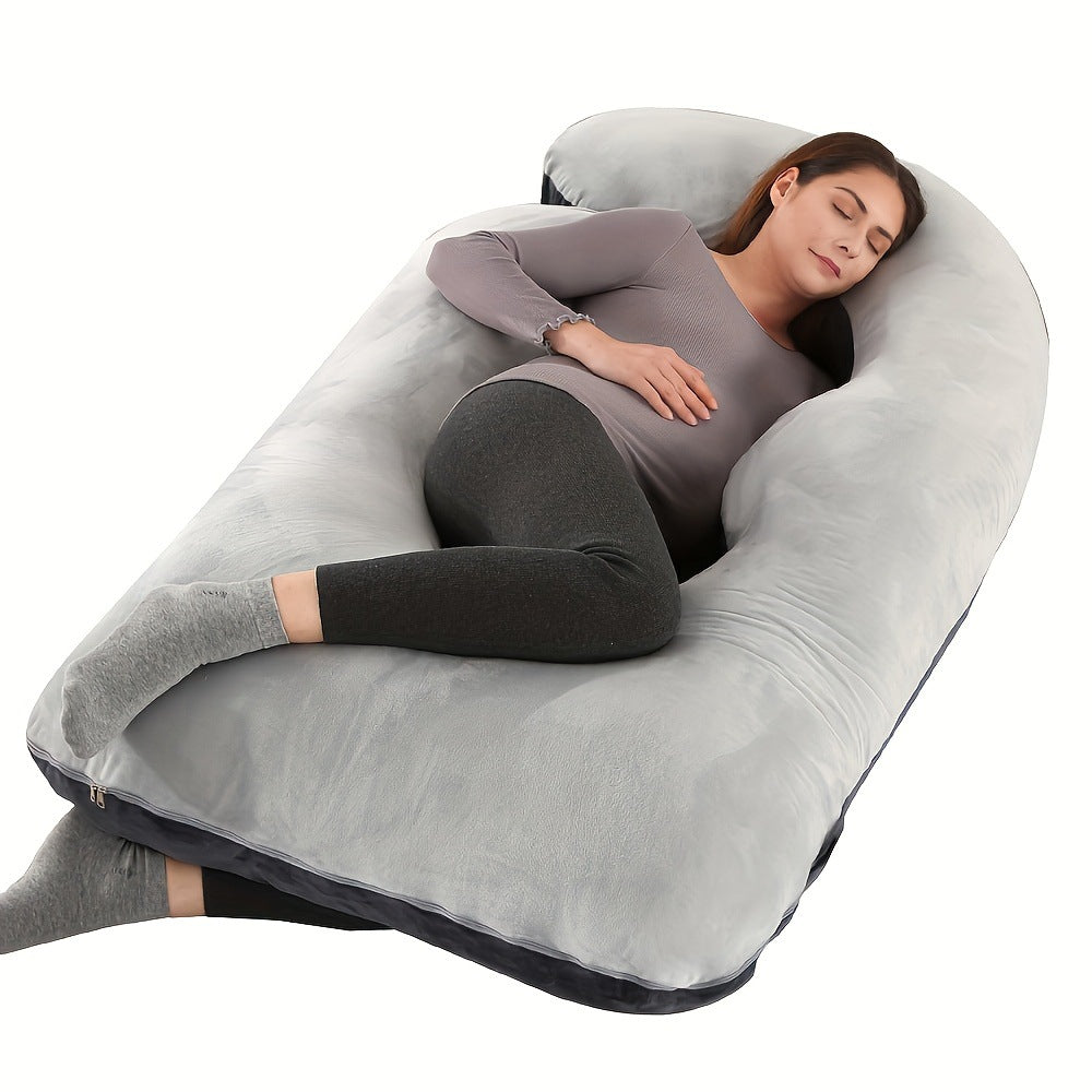 J-Shape Maternity Pregnancy Pillow | Velvet Cover