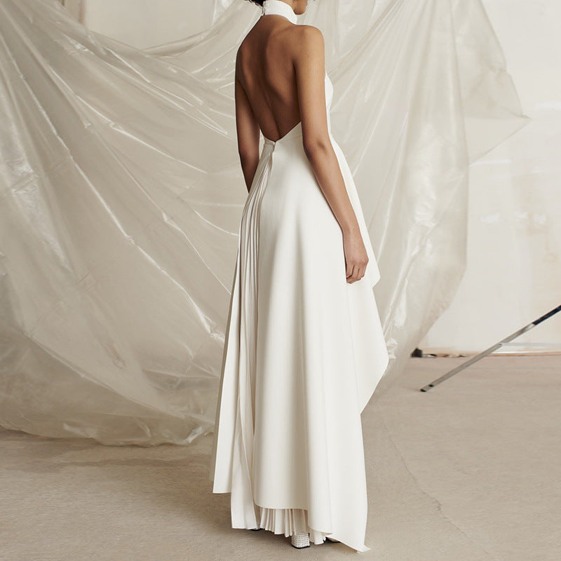 Womens Elegant Halter Evening Dress | Black & White