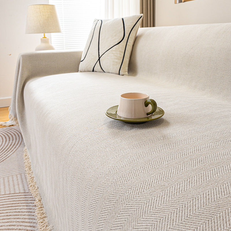 Chenille Herringbone Sofa Cover | Anti-Wrinkle, Machine Washable