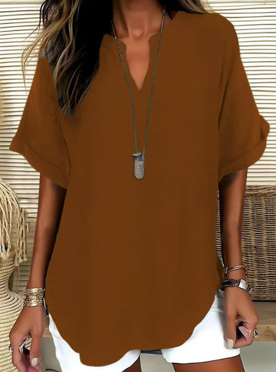 Women's V-Neck Short Sleeve 3D Print Shirt