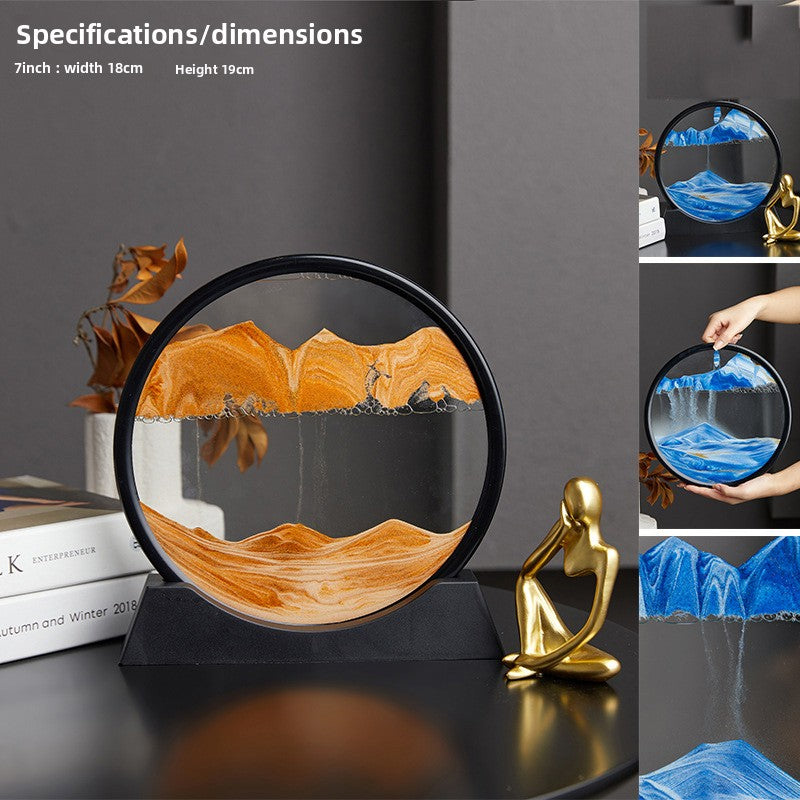 Nordic Quicksand Art Ornament – Glass Frame Landscape Desktop Decor