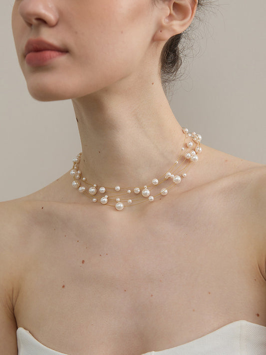 Starry Sky Pearl Necklace | 925 Silver Multi-Layer Set - gallify.store