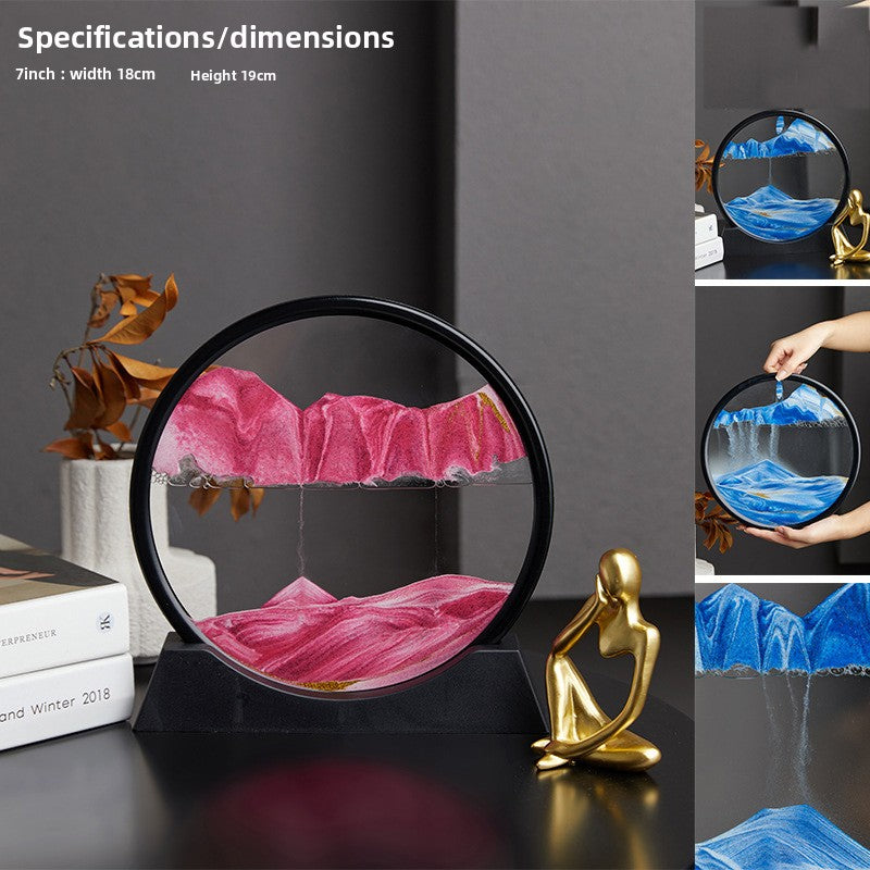 Nordic Quicksand Art Ornament – Glass Frame Landscape Desktop Decor