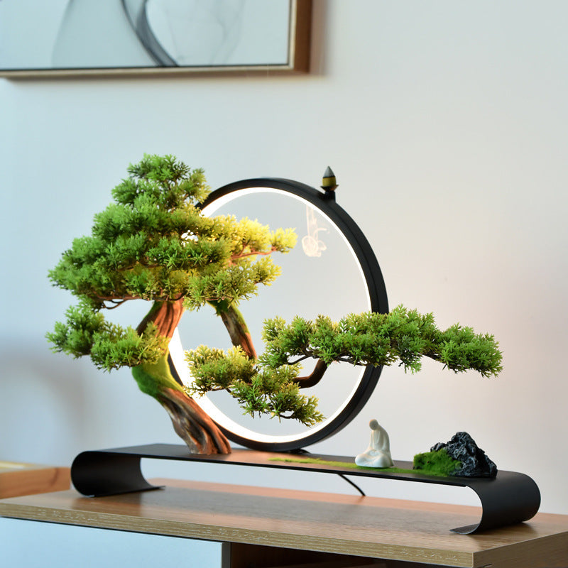 Zen Pine Bonsai Miniature Decoration – Handcrafted Ceramic & Wood
