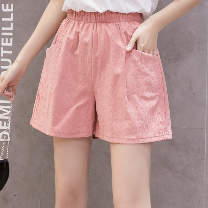 Women's Cotton Linen Casual Shorts | Elastic Waist