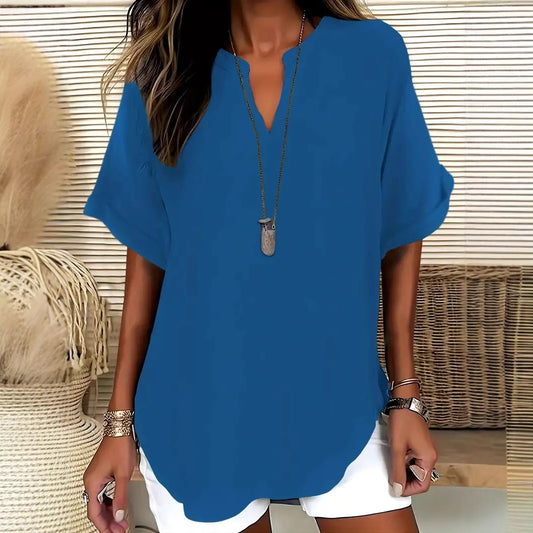 Women's Loose Ice Silk Casual Shirt | Bat Sleeve