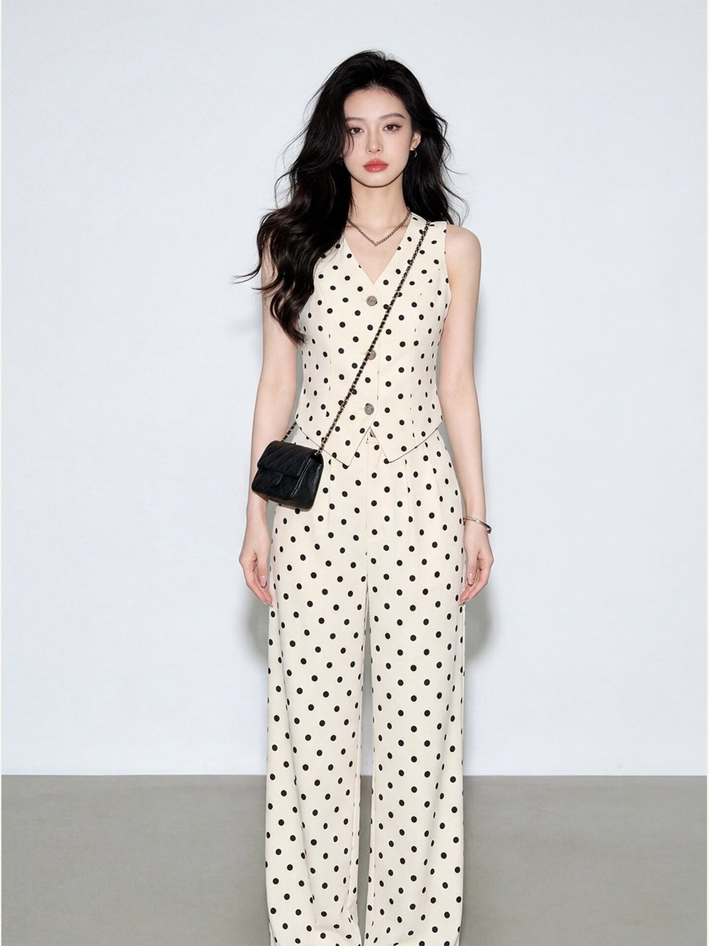 Polka Dot Vest & Trousers Set | Korean Style