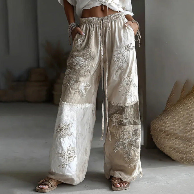 Floral Print Straight Leg Trousers | Mid Waist