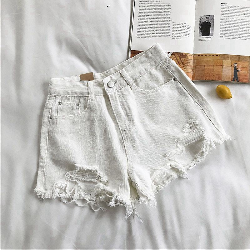 Women's Ripped Denim Shorts | High Waist Wide Leg
