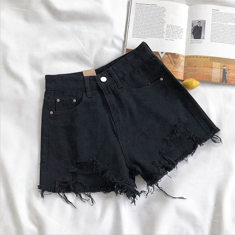 Women's Ripped Denim Shorts | High Waist Wide Leg