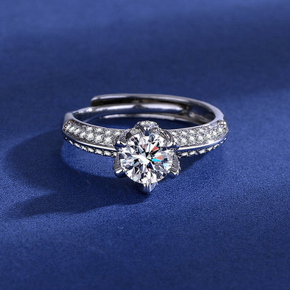 Diamond Simulant Ring for Women - Adjustable Opening