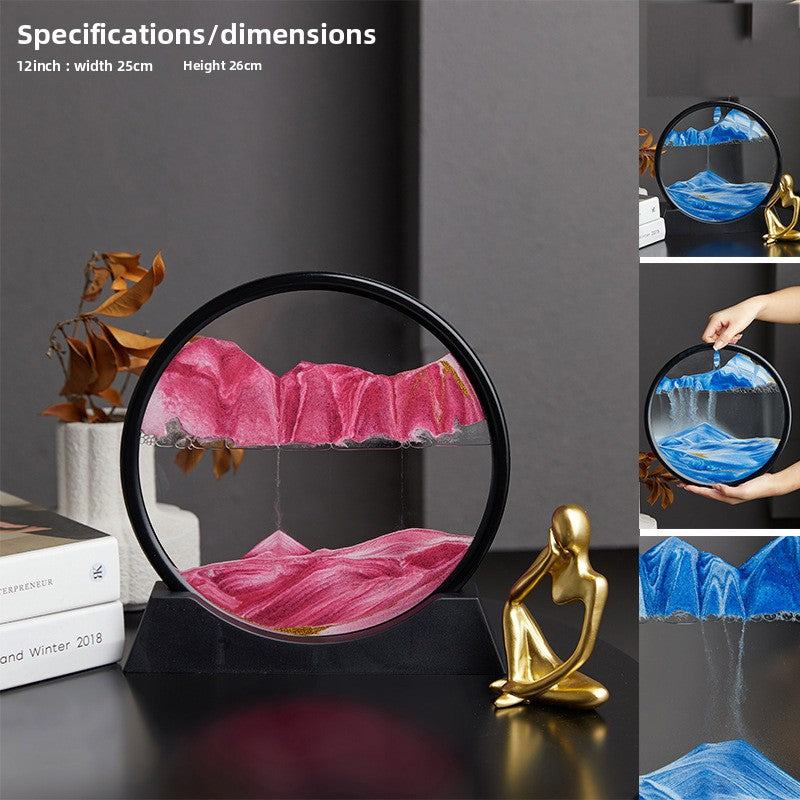 Nordic Quicksand Art Ornament – Glass Frame Landscape Desktop Decor