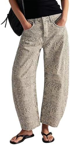 Floral Print Denim Wide Leg Trousers | High Waist